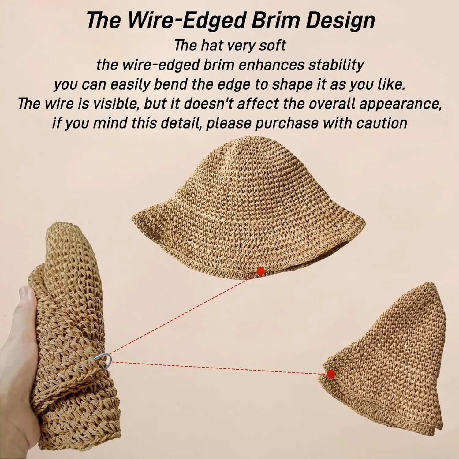 Floppy Big Beach Straw Hats for Women Foldable Summer Wide Brim Packable Sun Hat Womens Travel Straw Fedora Hat