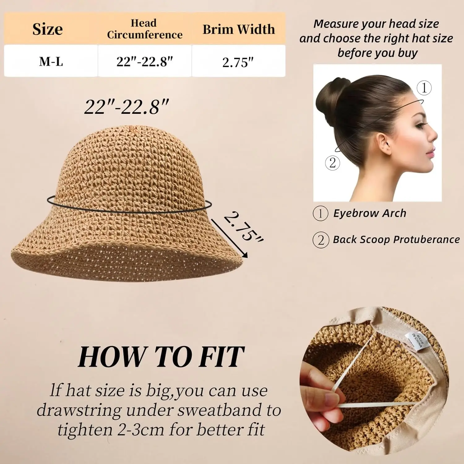 Floppy Big Beach Straw Hats for Women Foldable Summer Wide Brim Packable Sun Hat Womens Travel Straw Fedora Hat