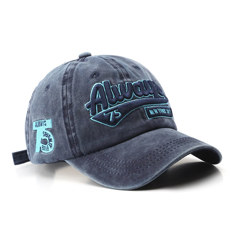 Korean Version Retro Washed Distressed Embroidered Letter ALW75 Casual and Versatile Baseball Cap for Daily Wear