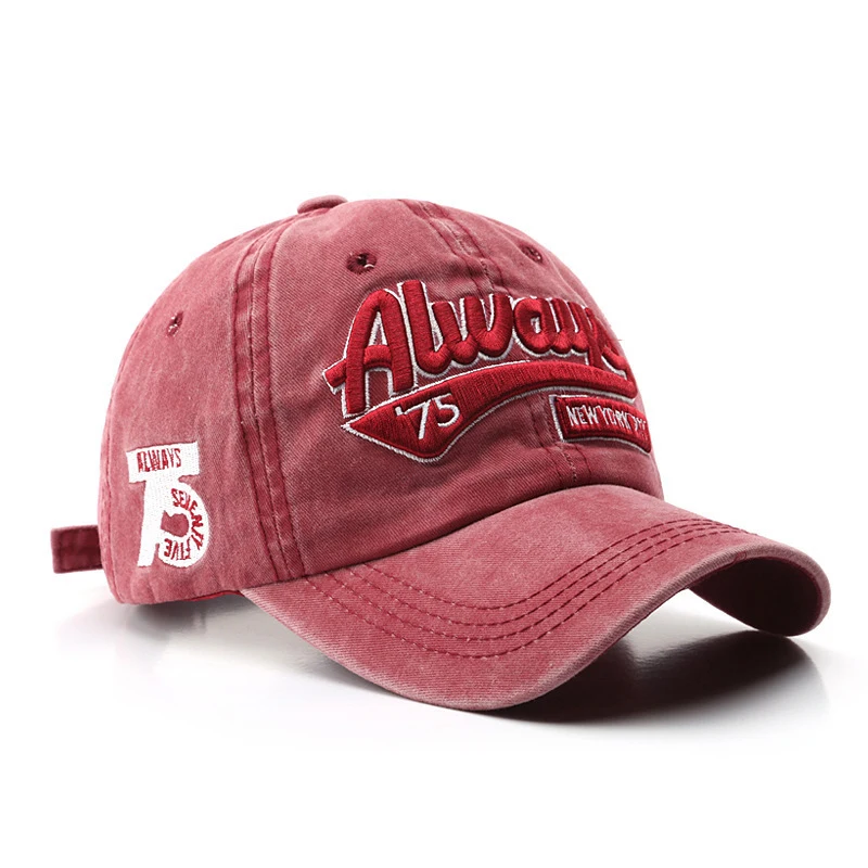 Korean Version Retro Washed Distressed Embroidered Letter ALW75 Casual and Versatile Baseball Cap for Daily Wear