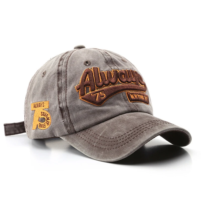 Korean Version Retro Washed Distressed Embroidered Letter ALW75 Casual and Versatile Baseball Cap for Daily Wear