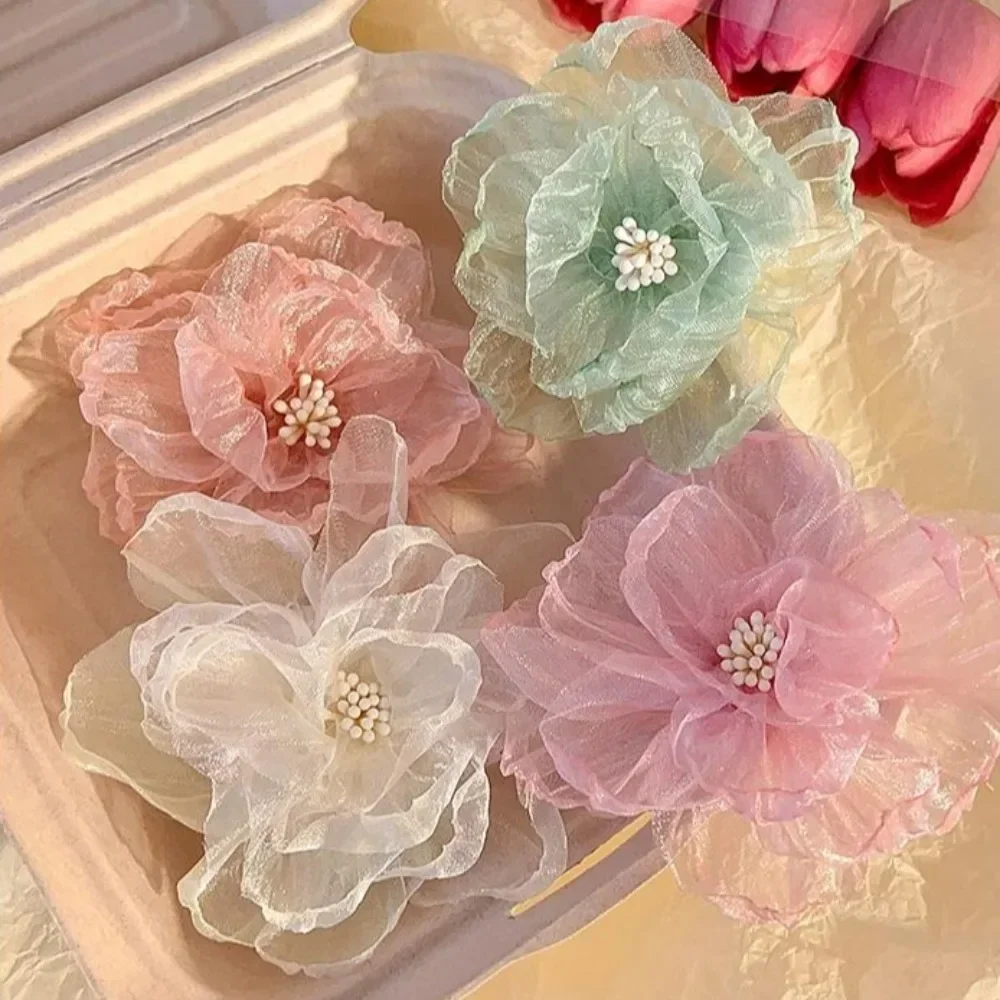 Fashion Hair Stick Holiday style Pink Flowers Hair Clip Side Clip Hair Accessories Hairpin For Women Summer Beach Hairwear
