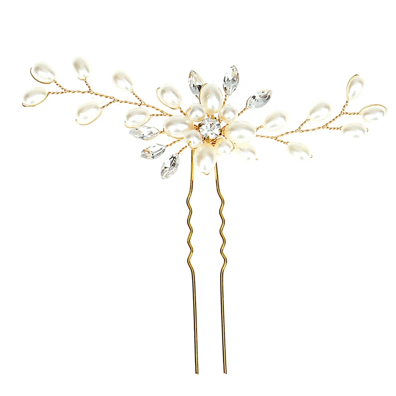 Elegant Bridal Handmade Pearl Flower Crystal Hairpin Pin Clevis Beautiful Crystal Hair Accessories Wedding Hair Pins