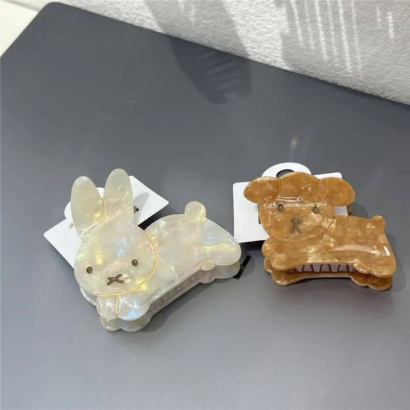 Refreshing World Rabbit Hair Claw Cute Bunny Dog Ins Style Acetate Strong Hair Claw Clips Hair Accessories for Women Girls