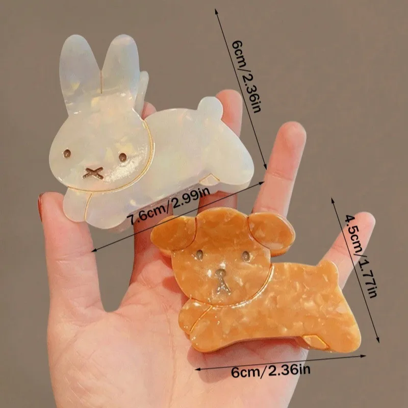 Refreshing World Rabbit Hair Claw Cute Bunny Dog Ins Style Acetate Strong Hair Claw Clips Hair Accessories for Women Girls