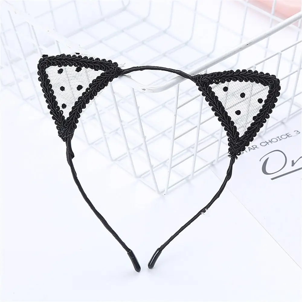 Adult Teens Masquerade Lace Cat Ear Headband Hair Accessories Fancy Dress Hairband Cosplay Headwear