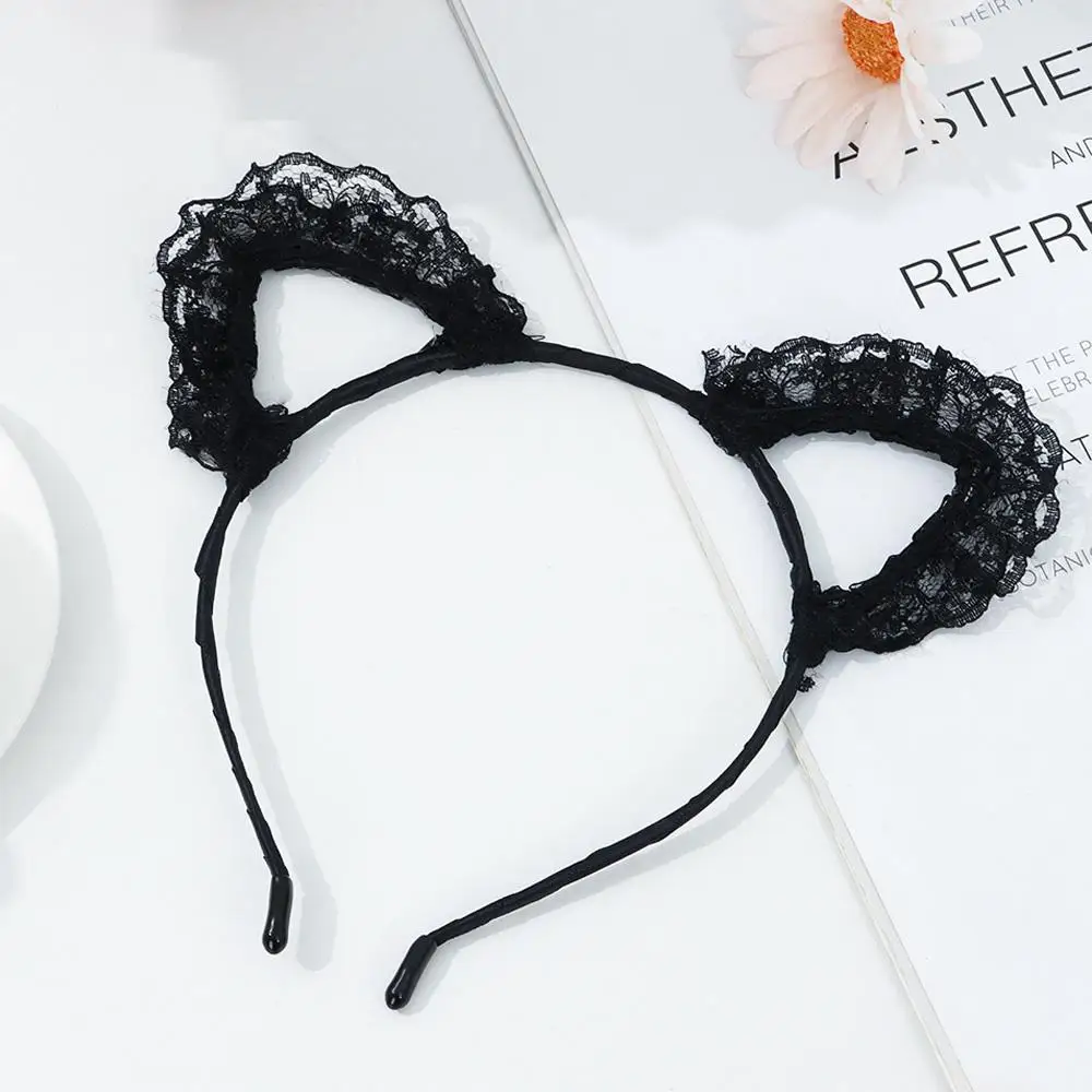 Adult Teens Masquerade Lace Cat Ear Headband Hair Accessories Fancy Dress Hairband Cosplay Headwear