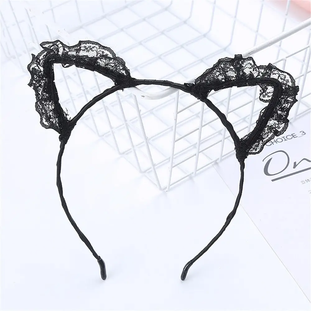 Adult Teens Masquerade Lace Cat Ear Headband Hair Accessories Fancy Dress Hairband Cosplay Headwear