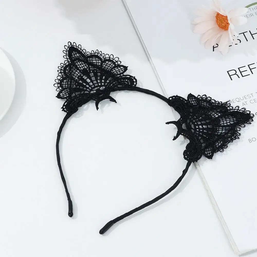 Adult Teens Masquerade Lace Cat Ear Headband Hair Accessories Fancy Dress Hairband Cosplay Headwear