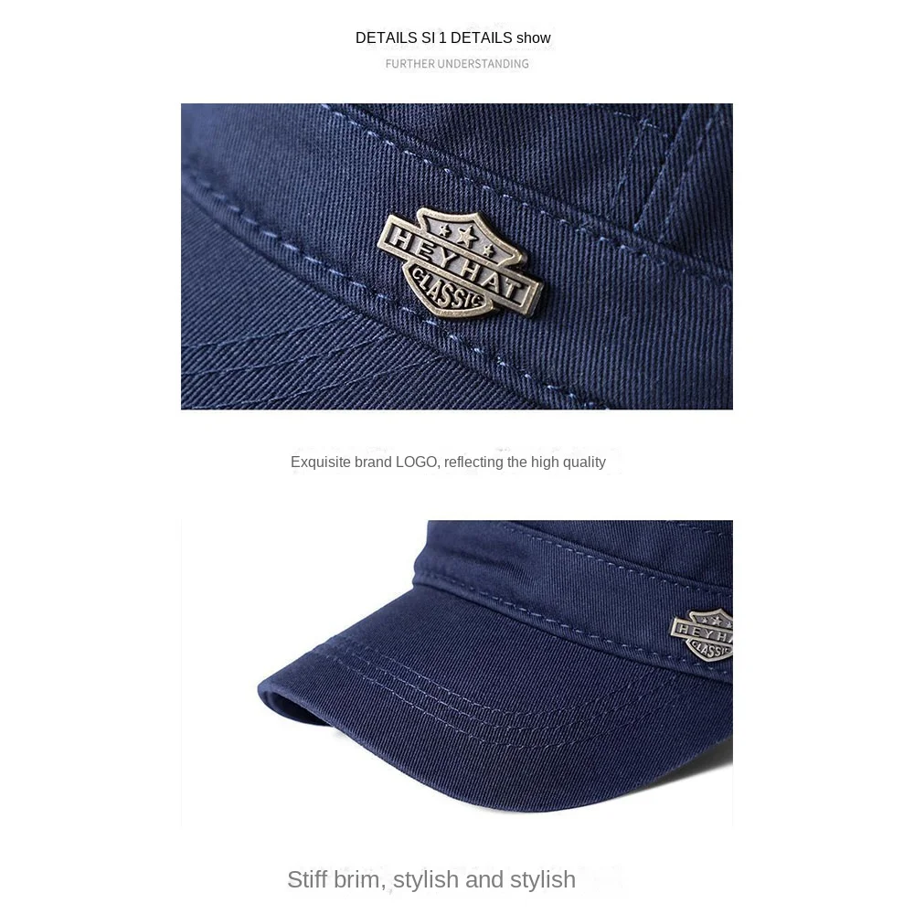 Casual Cotton Flat Top Cap Adjustable Sunshade Men's Peaked Hat Golf Caps Four Seasons