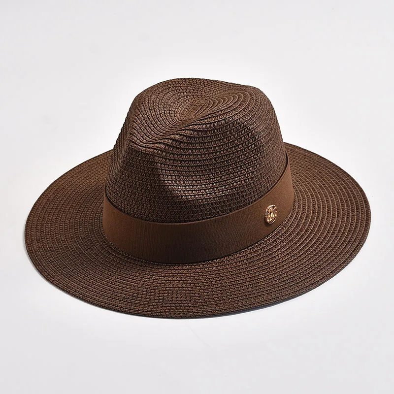 Summer Straw Hats for Women Men Panama Travel Beach Sun Hat Ribbon Decoration Elegant Luxury Jazz Hat