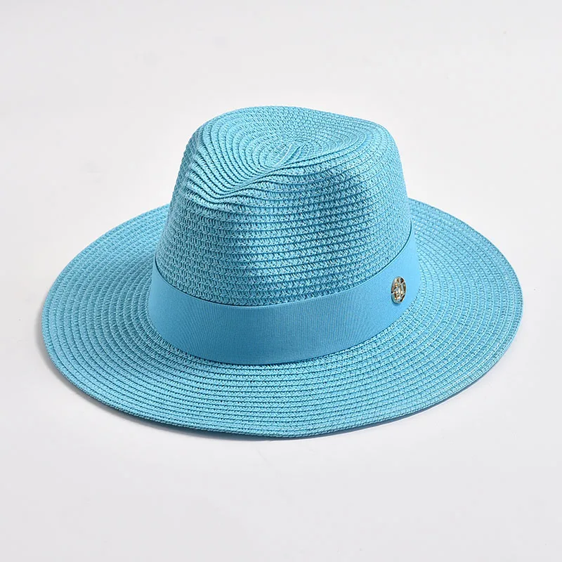 Summer Straw Hats for Women Men Panama Travel Beach Sun Hat Ribbon Decoration Elegant Luxury Jazz Hat