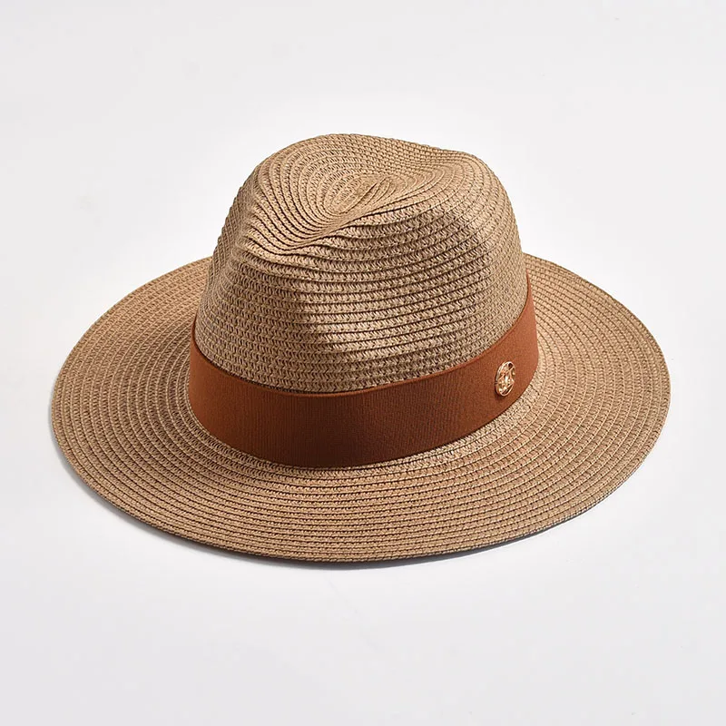 Summer Straw Hats for Women Men Panama Travel Beach Sun Hat Ribbon Decoration Elegant Luxury Jazz Hat