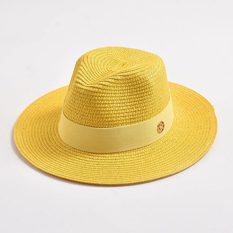 Summer Straw Hats for Women Men Panama Travel Beach Sun Hat Ribbon Decoration Elegant Luxury Jazz Hat