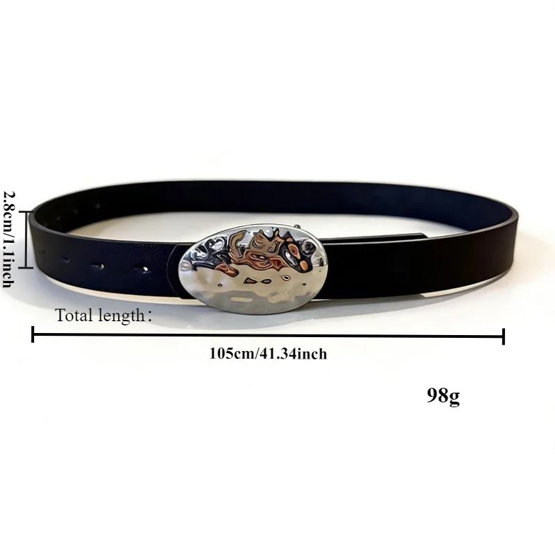 New stylish niche-design minimalist oval leather buckle a sophisticated commuter belt that pairs perfectly with jeans