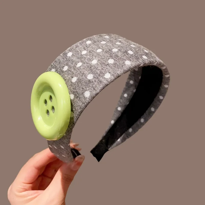 Sweet and Cute Colorful Headband Button Dopamine Hairhoops Large Button Headband Hair Bands for Women