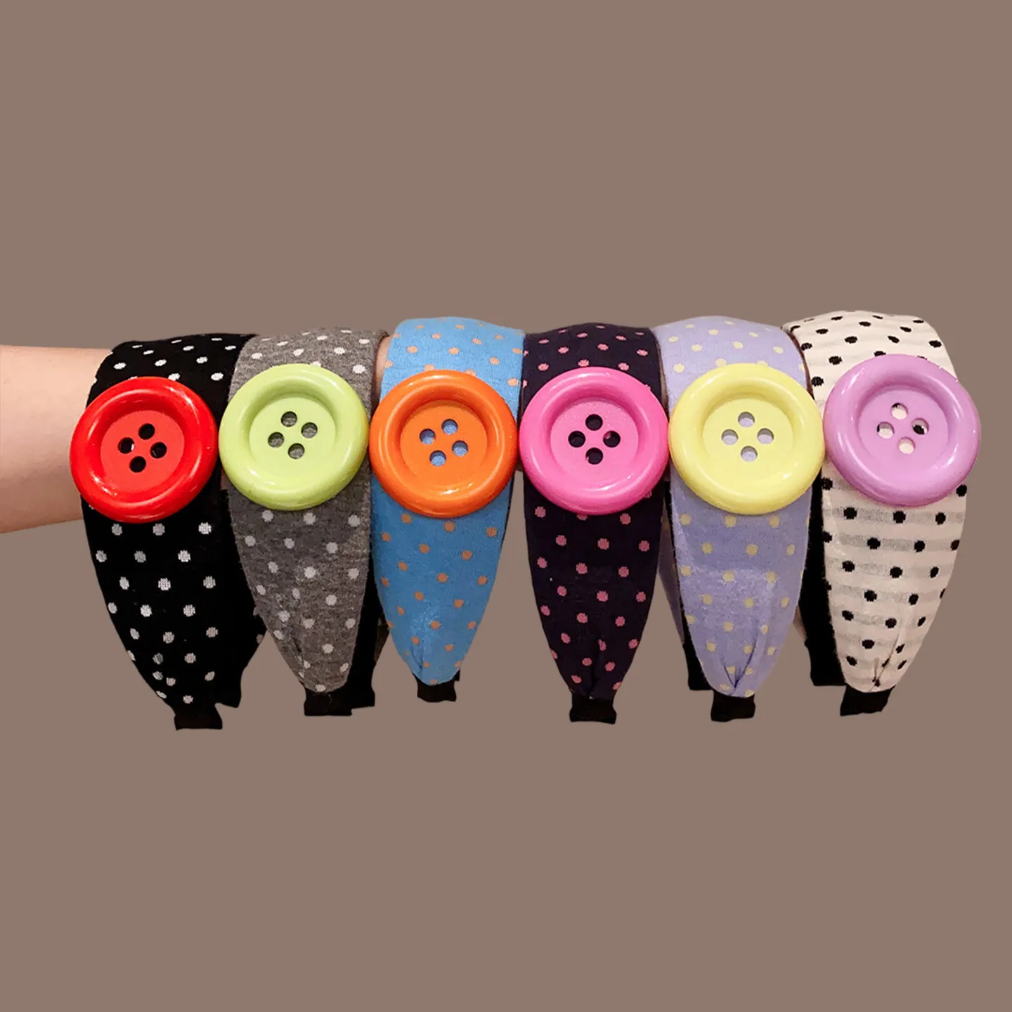 Sweet and Cute Colorful Headband Button Dopamine Hairhoops Large Button Headband Hair Bands for Women