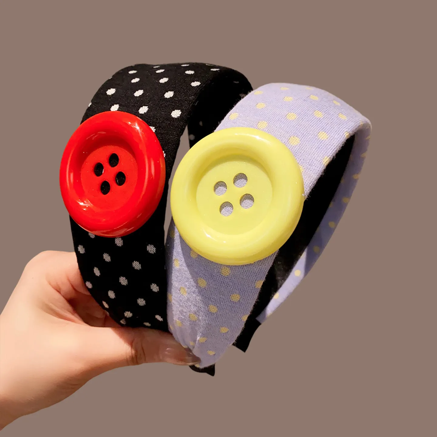 Sweet and Cute Colorful Headband Button Dopamine Hairhoops Large Button Headband Hair Bands for Women