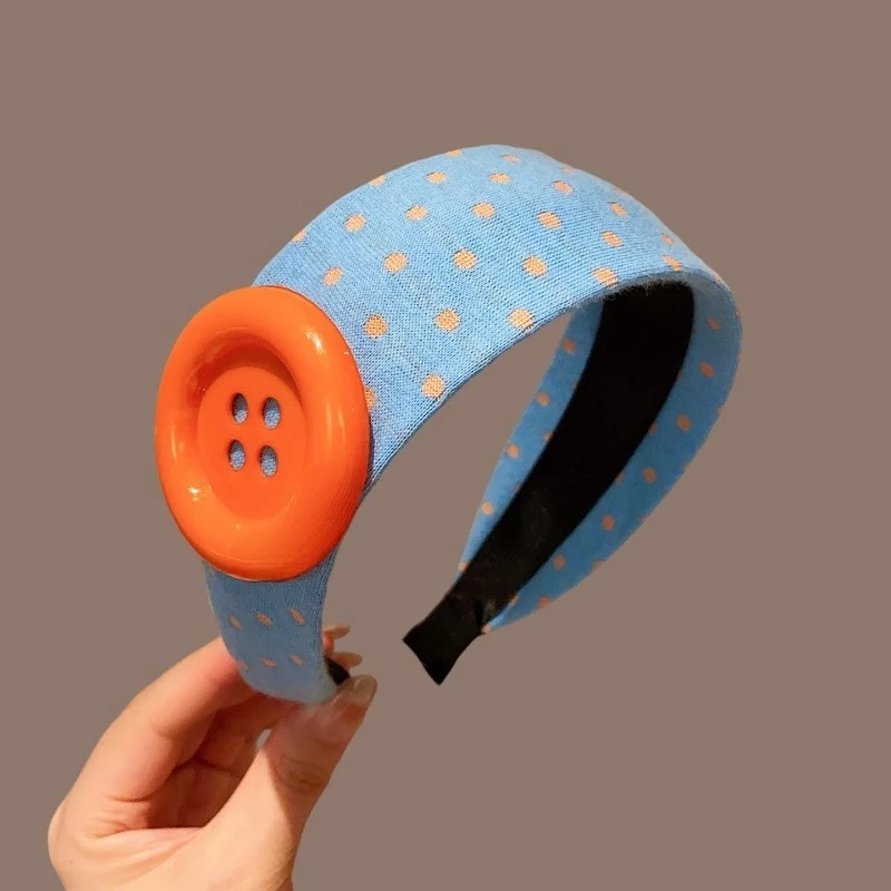 Sweet and Cute Colorful Headband Button Dopamine Hairhoops Large Button Headband Hair Bands for Women