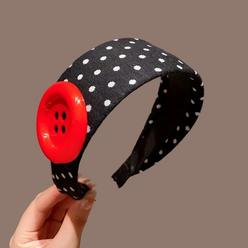Sweet and Cute Colorful Headband Button Dopamine Hairhoops Large Button Headband Hair Bands for Women
