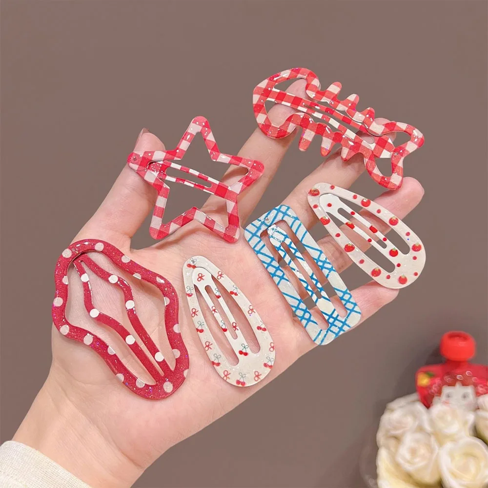 6pcs Candy Cream Color Children's Water Drop Square Hair Clips Baby Bangs Clips Hairpins Girls' Hair Accessories Clips