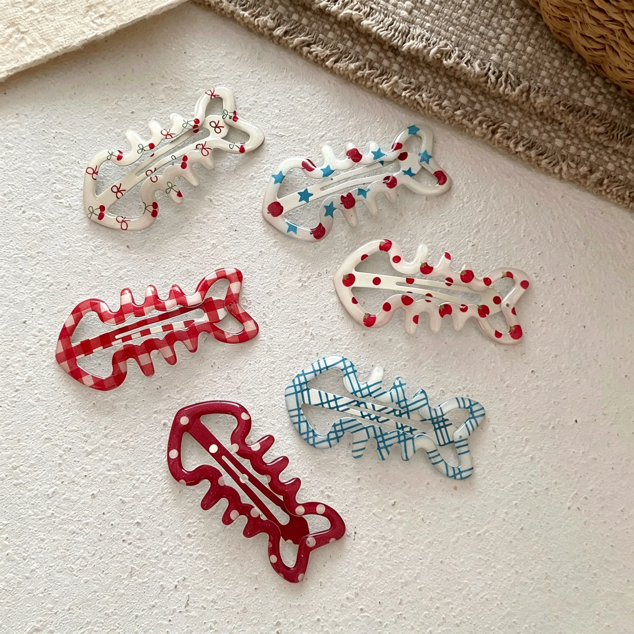 6pcs Candy Cream Color Children's Water Drop Square Hair Clips Baby Bangs Clips Hairpins Girls' Hair Accessories Clips