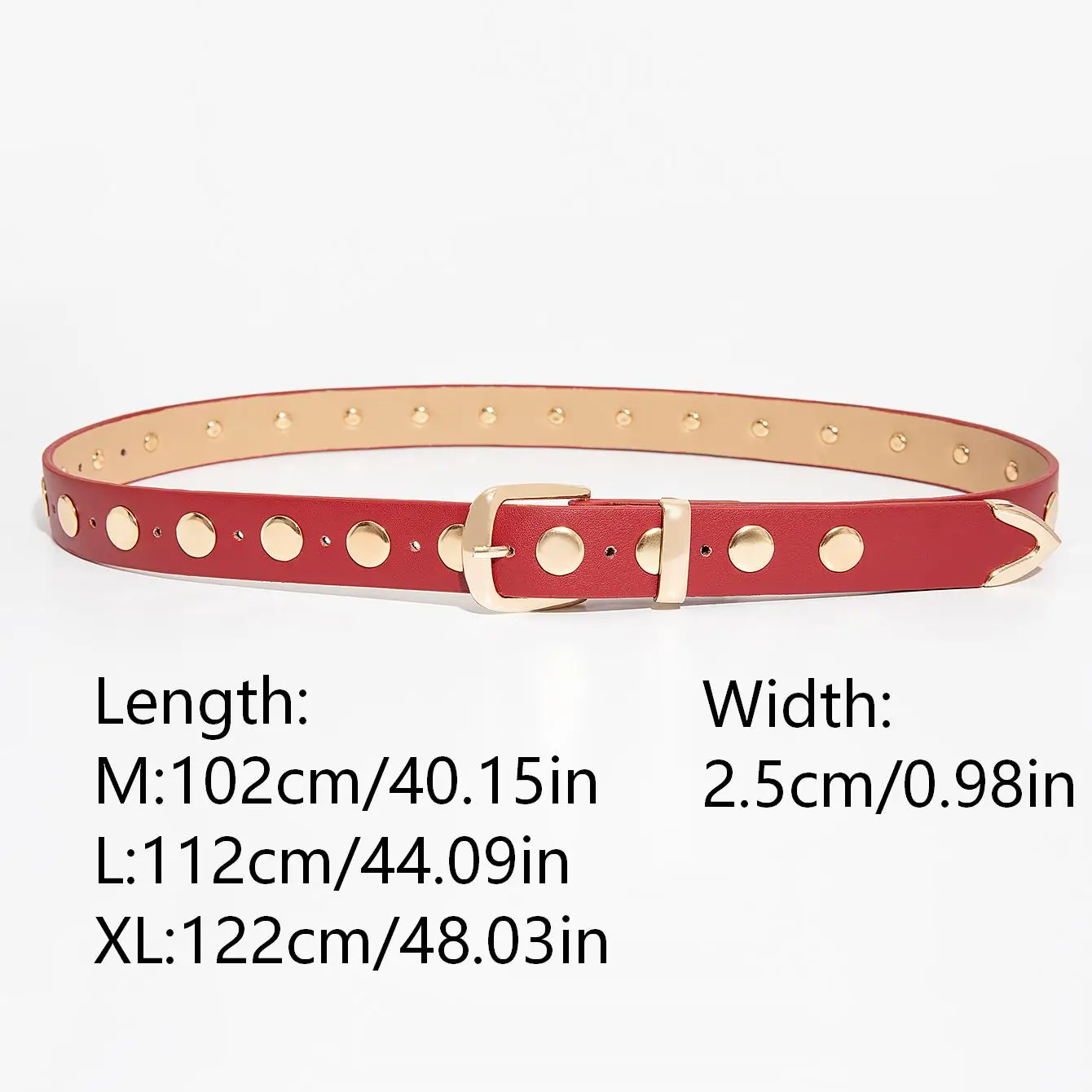 1pc women's vintage-style studded belt, golden buckle casual wear accessory belt, suitable for leisure outings