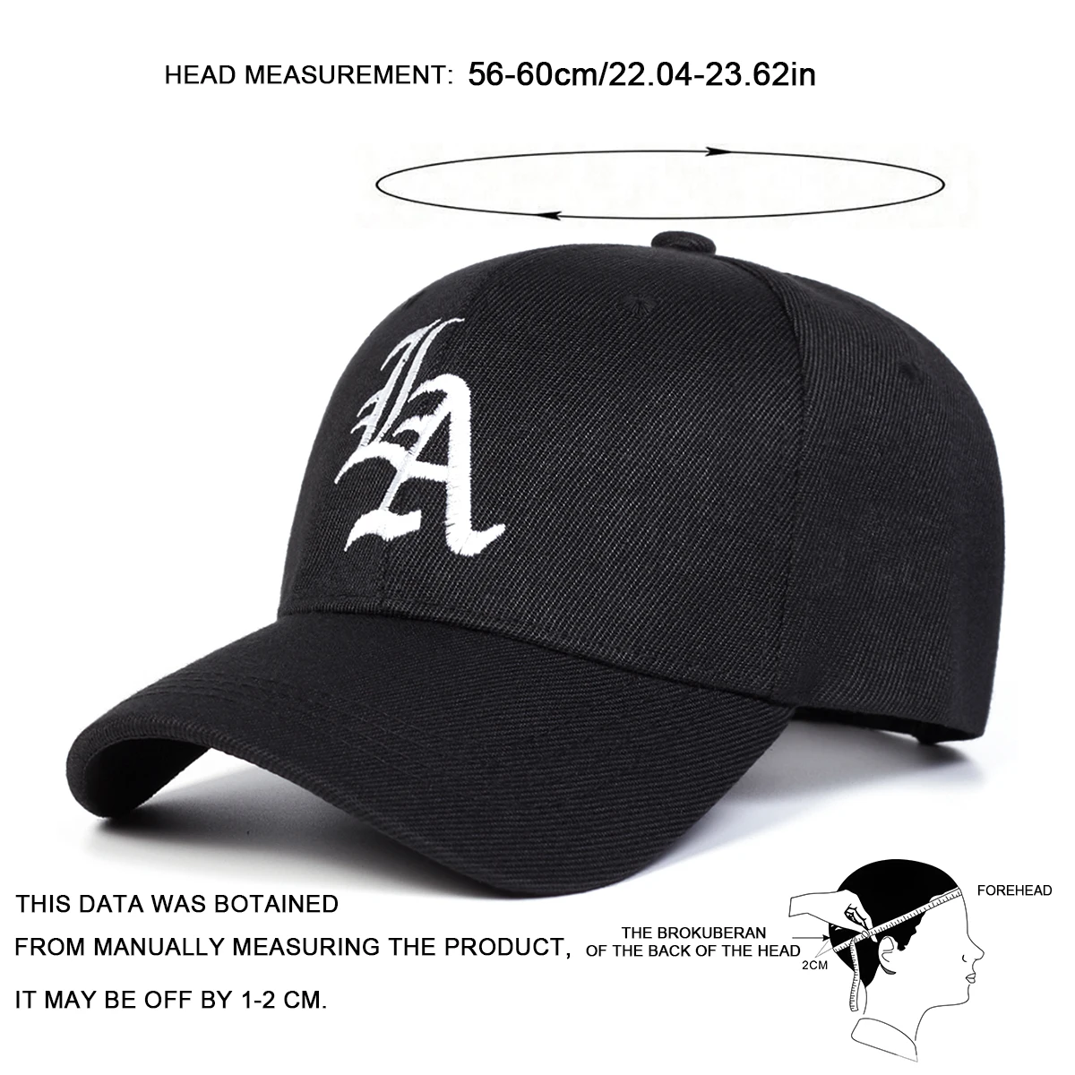 Unisex Gothic LA Embroidery Baseball Caps Spring Autumn Outdoor Adjustable Casual Hats Sunscreen Hat Sports Cap