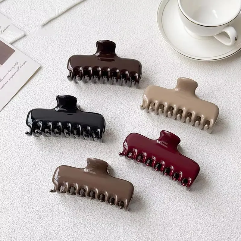 9.5cm Vintage Wine Red Hair Clip for Girls Women Solid Color Hair Claws Crab Clamp Barrettes Fashion Headwear Hair Accessories