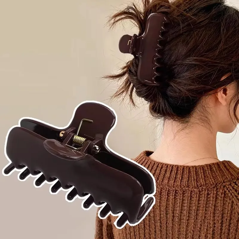 9.5cm Vintage Wine Red Hair Clip for Girls Women Solid Color Hair Claws Crab Clamp Barrettes Fashion Headwear Hair Accessories