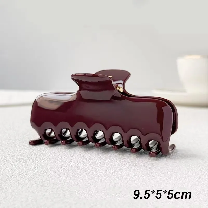 9.5cm Vintage Wine Red Hair Clip for Girls Women Solid Color Hair Claws Crab Clamp Barrettes Fashion Headwear Hair Accessories