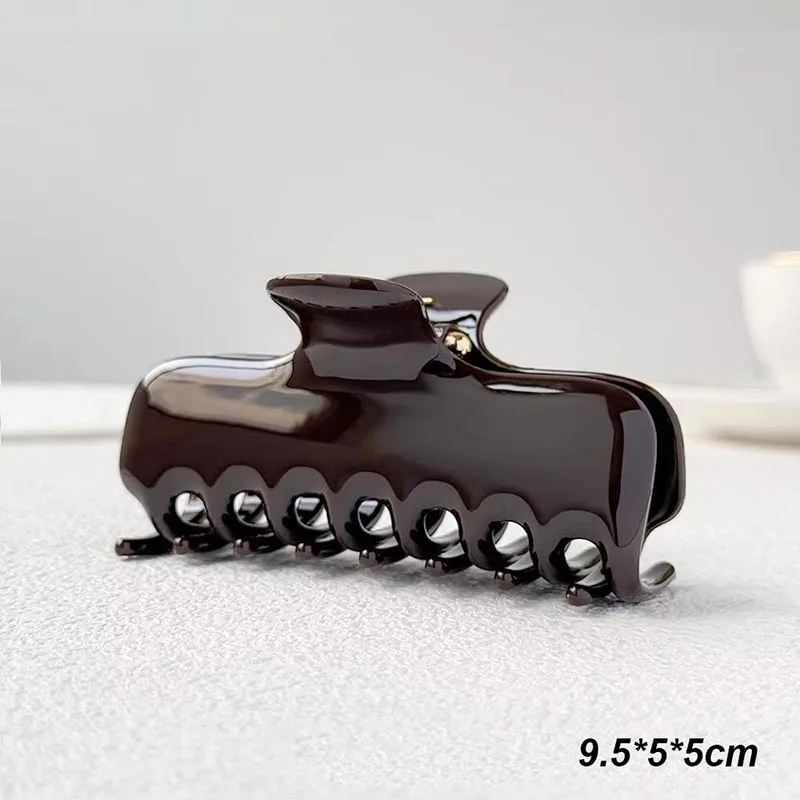 9.5cm Vintage Wine Red Hair Clip for Girls Women Solid Color Hair Claws Crab Clamp Barrettes Fashion Headwear Hair Accessories