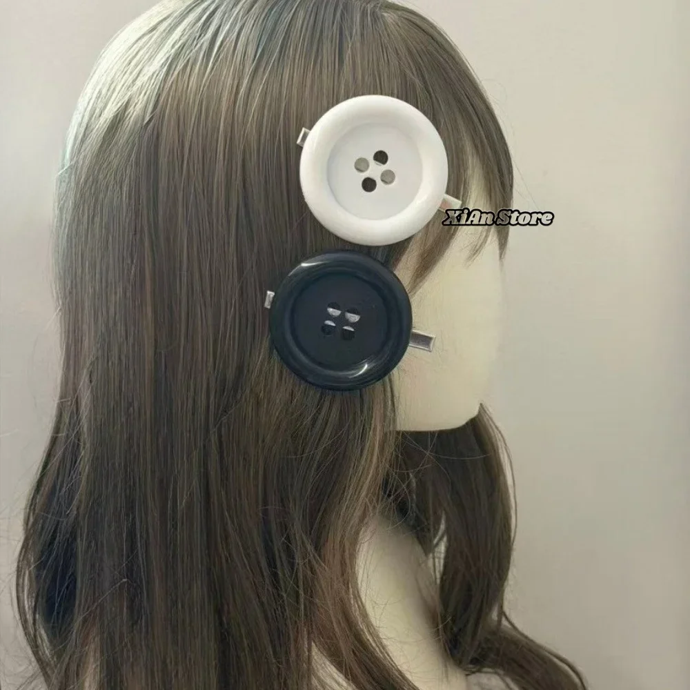 Harajuku Y2K Styles Button Hair Clips Cute Girls Hair Clip 6cm Plastic Button Barettes Clips Party Hair Subcultural Decoration
