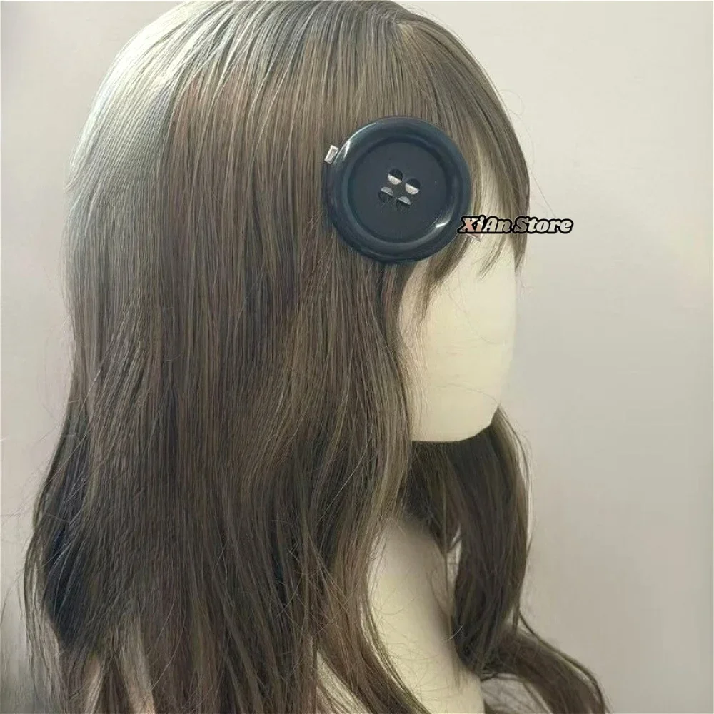 Harajuku Y2K Styles Button Hair Clips Cute Girls Hair Clip 6cm Plastic Button Barettes Clips Party Hair Subcultural Decoration