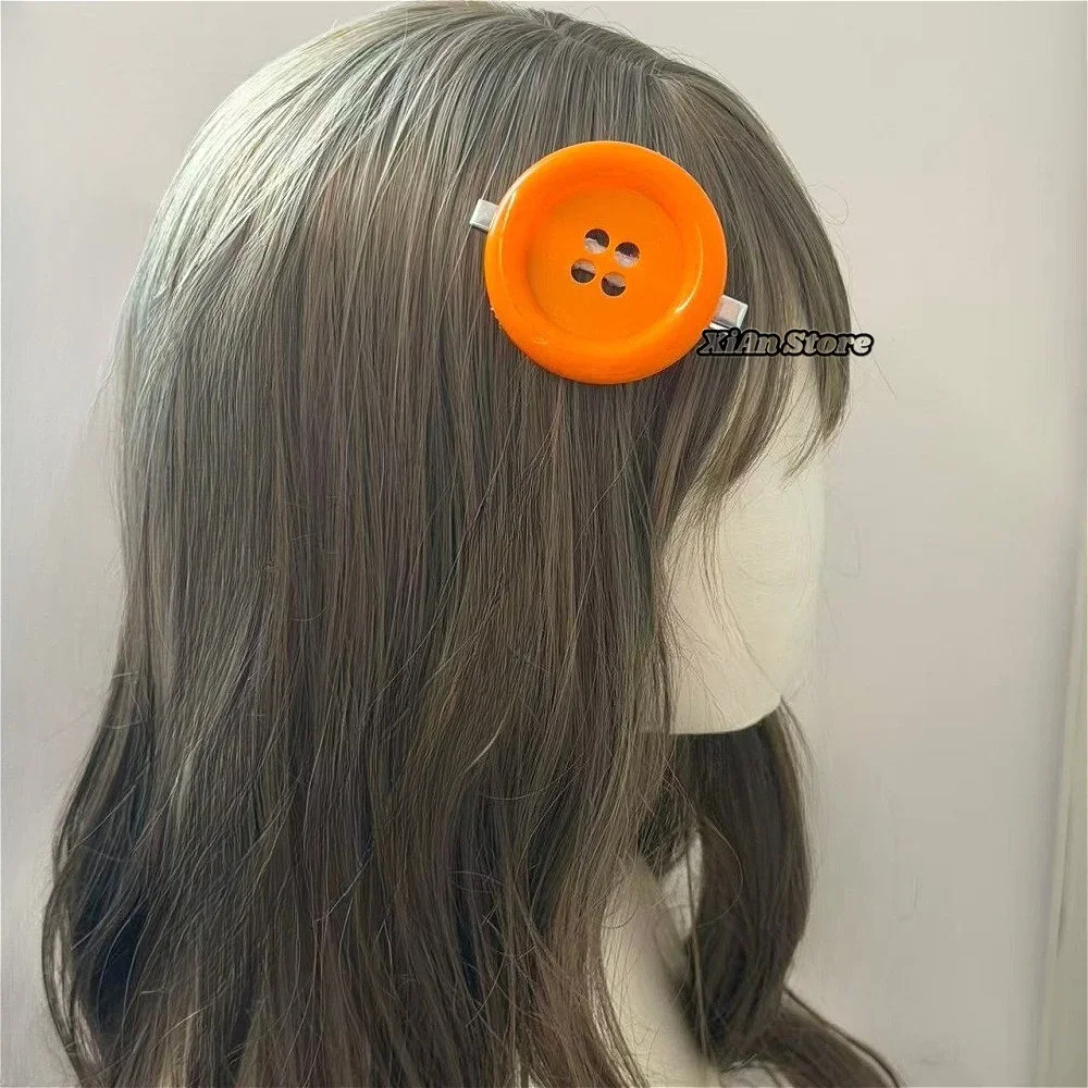 Harajuku Y2K Styles Button Hair Clips Cute Girls Hair Clip 6cm Plastic Button Barettes Clips Party Hair Subcultural Decoration