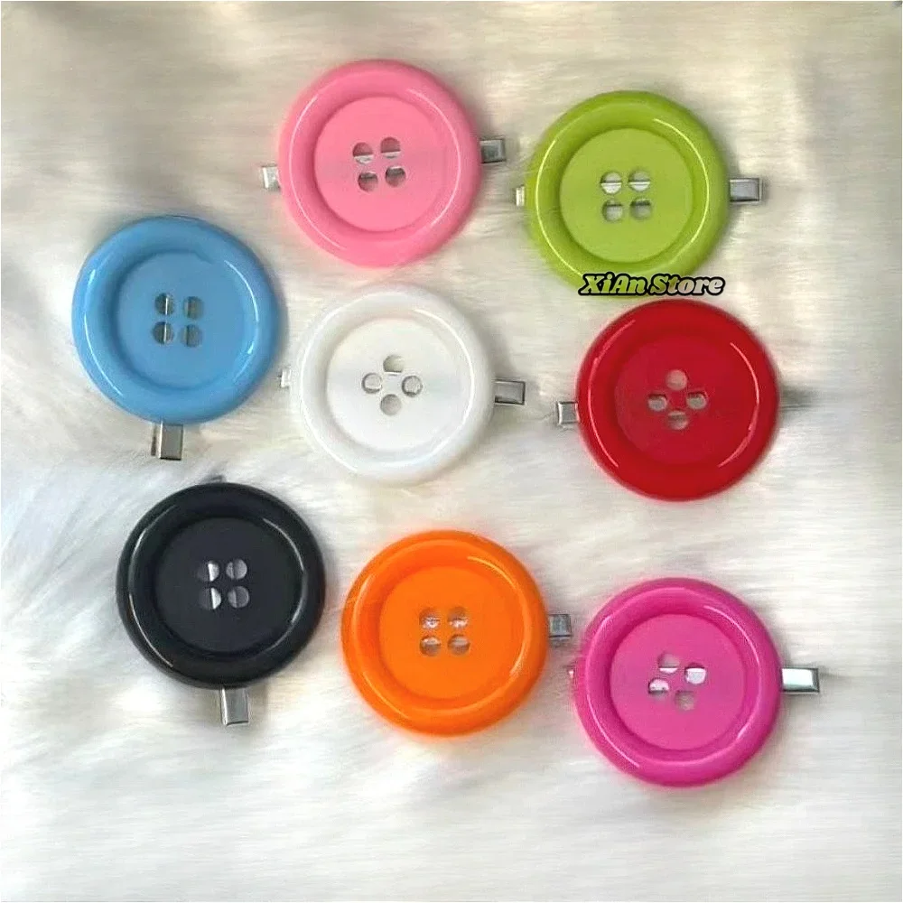 Harajuku Y2K Styles Button Hair Clips Cute Girls Hair Clip 6cm Plastic Button Barettes Clips Party Hair Subcultural Decoration
