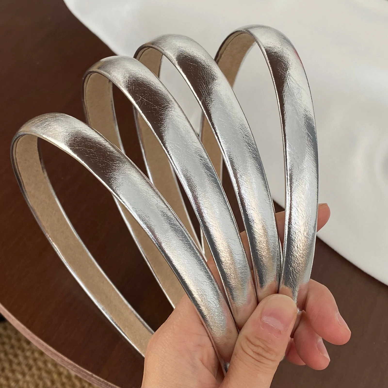 1PC Korean Minimalist Silver Thin Headband, Heighten Cranial Top Fashion Daily Versatile Women Trendy Hair Accessories