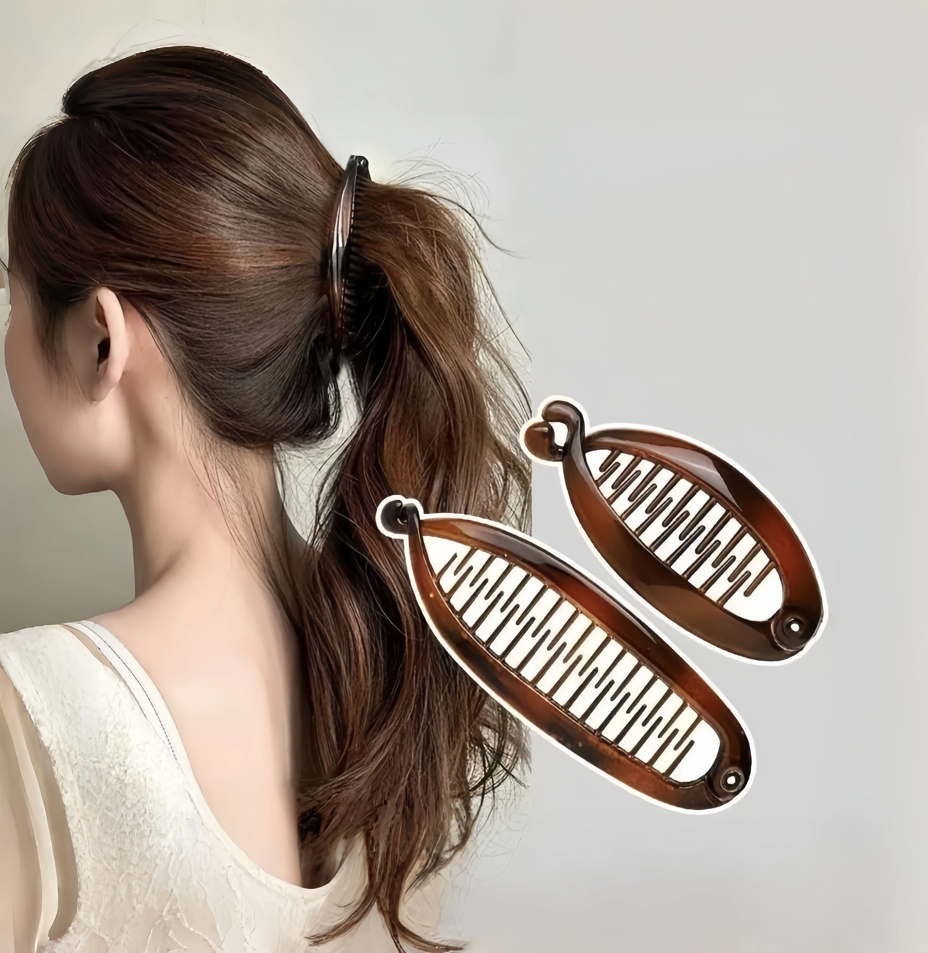 Multicolor Amber Banana Clip, Ponytail Holder, Elegant High Crown Hair Clip, Women's Hair Accessories, Stylish and Versatile