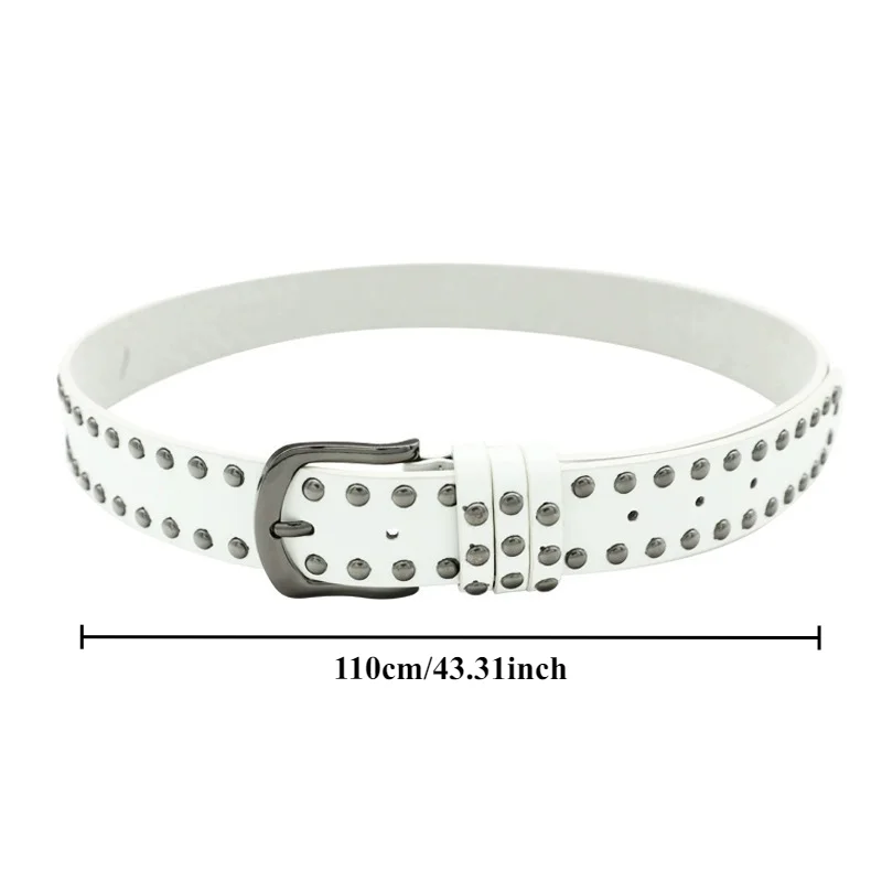 Stylish Western Punk-Style Belt Cool Girl's Edgy Versatile Jeans Belt Women's High-End Metal Statement Studded Belts