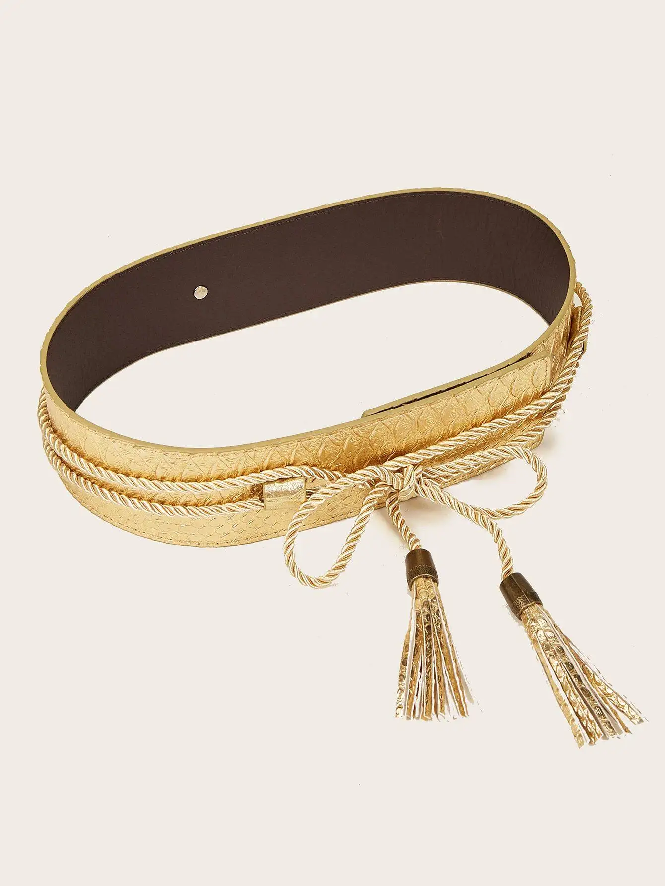 Woman 6cm Wide Faux Leather Rope Tie Belt Embellished Celebrity Belts Python Print Perfect Dress Accessory Gifts 3 size