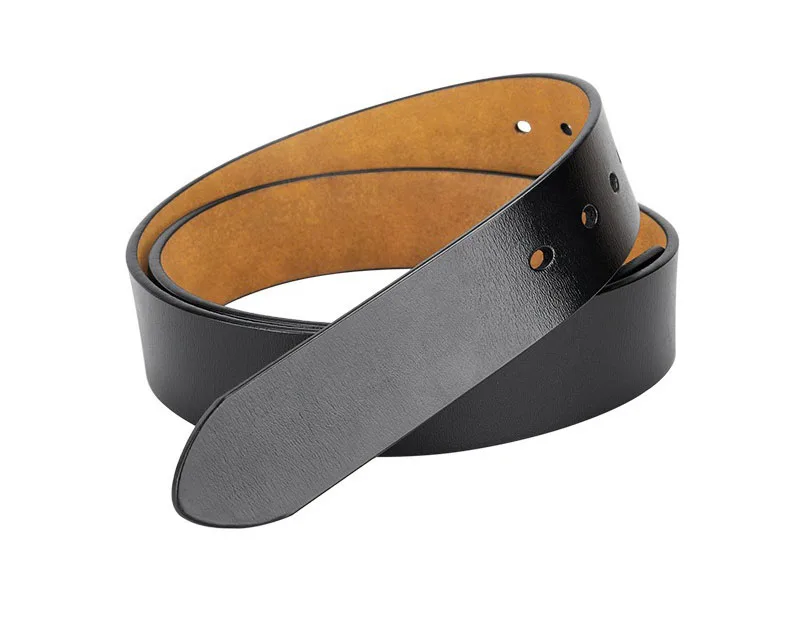 3.8cm Genuine Leather No Buckle Belt, Unisex Cowskin Belt Body, Men's Pin-Free Waist Strap Black Brown for Daily Casual Wear