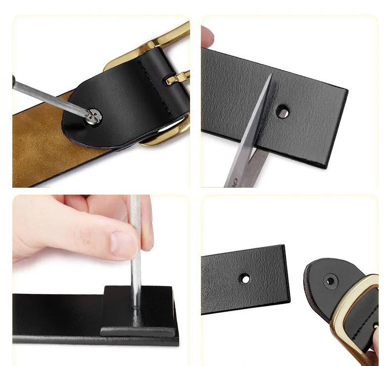 3.8cm Genuine Leather No Buckle Belt, Unisex Cowskin Belt Body, Men's Pin-Free Waist Strap Black Brown for Daily Casual Wear