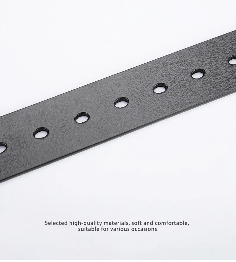 3.8cm Genuine Leather No Buckle Belt, Unisex Cowskin Belt Body, Men's Pin-Free Waist Strap Black Brown for Daily Casual Wear
