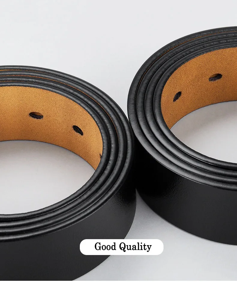 3.8cm Genuine Leather No Buckle Belt, Unisex Cowskin Belt Body, Men's Pin-Free Waist Strap Black Brown for Daily Casual Wear