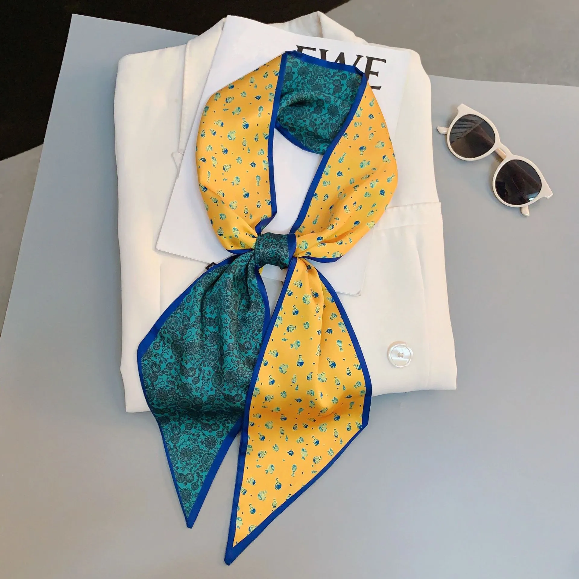 Paisley Print Skinny Scarf For Women Luxury HairBand Soft Stain Silk Ribbon Tie Neck Bag Scarf Fashion Wrist Belt Neckerchief