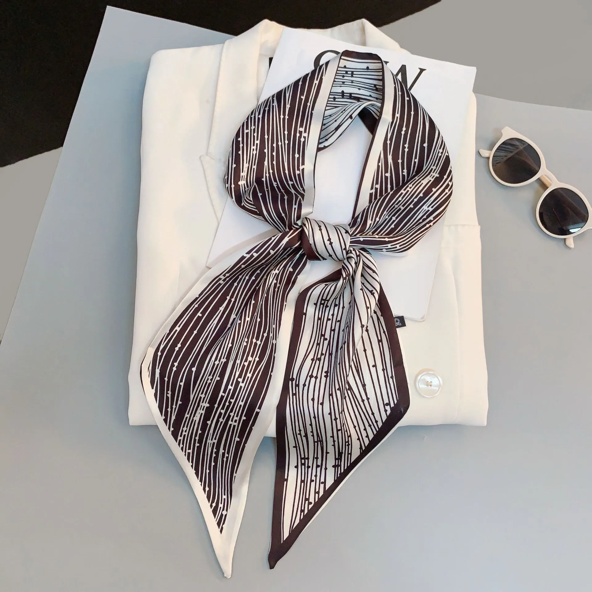 Paisley Print Skinny Scarf For Women Luxury HairBand Soft Stain Silk Ribbon Tie Neck Bag Scarf Fashion Wrist Belt Neckerchief