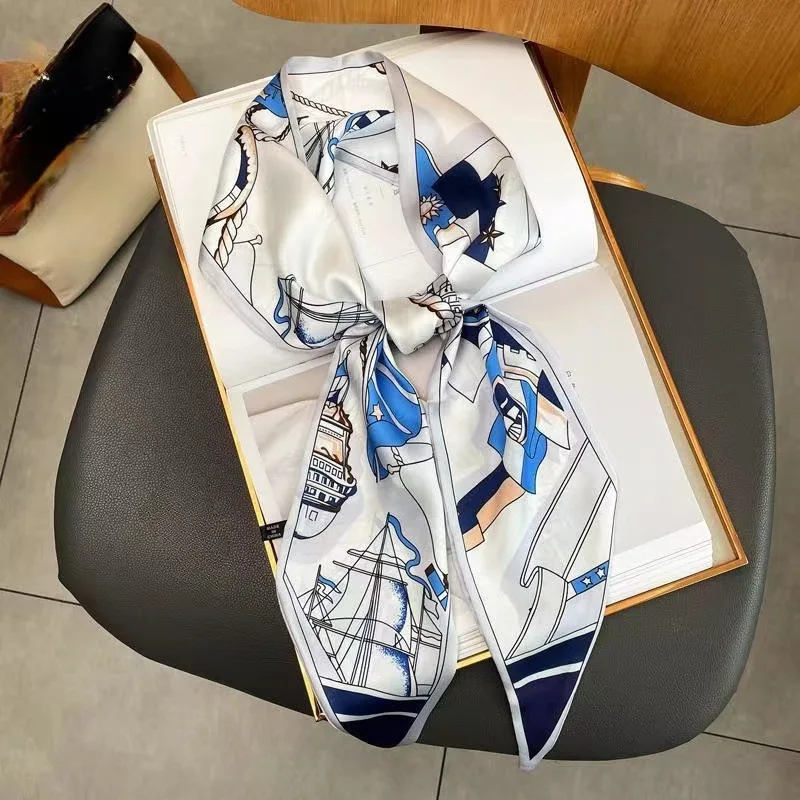 Paisley Print Skinny Scarf For Women Luxury HairBand Soft Stain Silk Ribbon Tie Neck Bag Scarf Fashion Wrist Belt Neckerchief