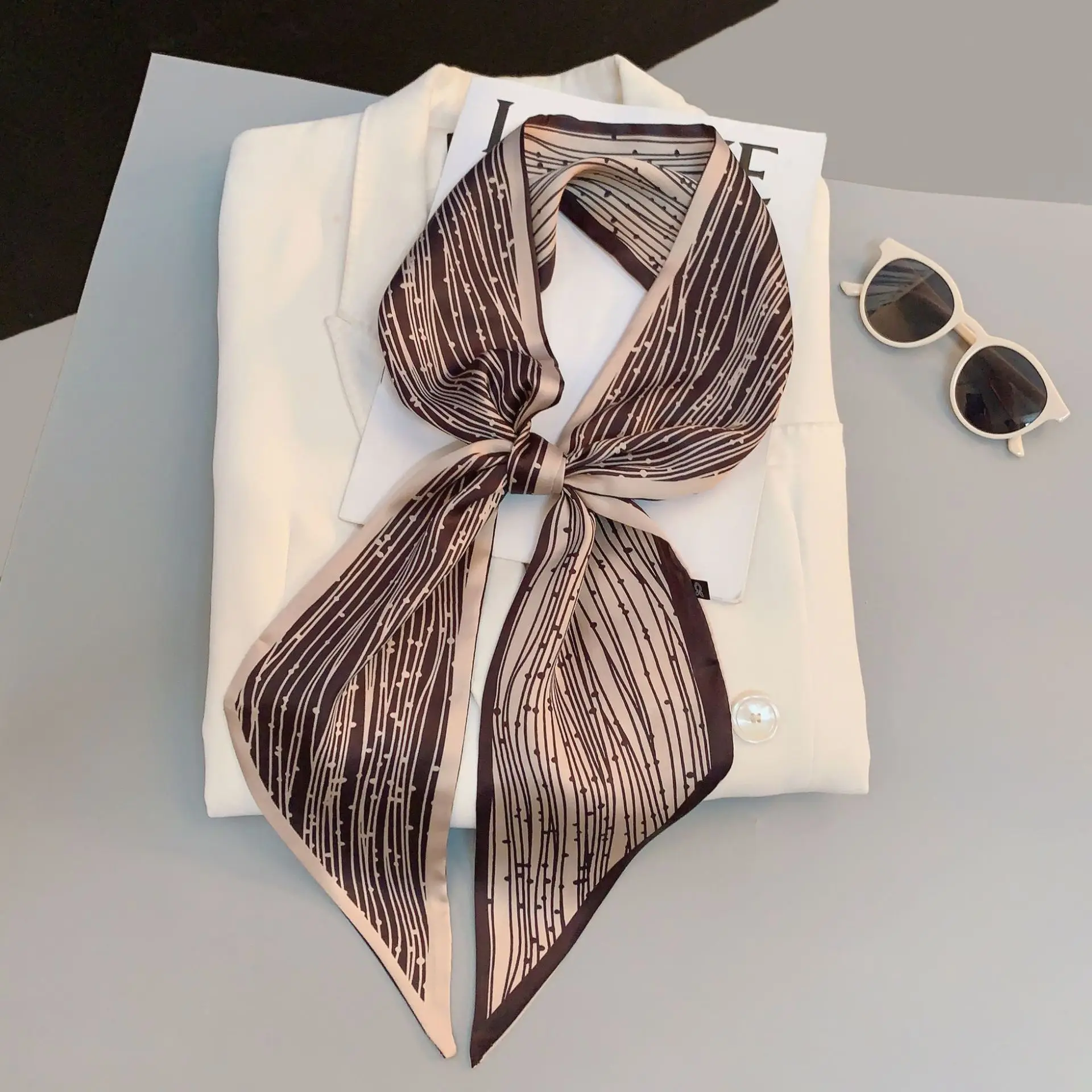 Paisley Print Skinny Scarf For Women Luxury HairBand Soft Stain Silk Ribbon Tie Neck Bag Scarf Fashion Wrist Belt Neckerchief