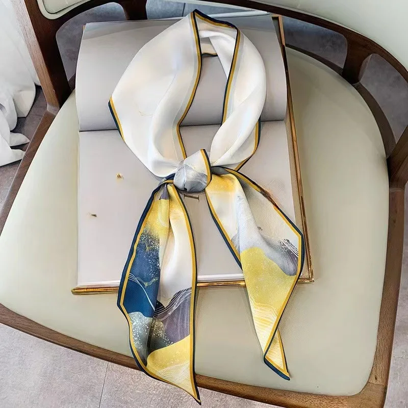 Paisley Print Skinny Scarf For Women Luxury HairBand Soft Stain Silk Ribbon Tie Neck Bag Scarf Fashion Wrist Belt Neckerchief