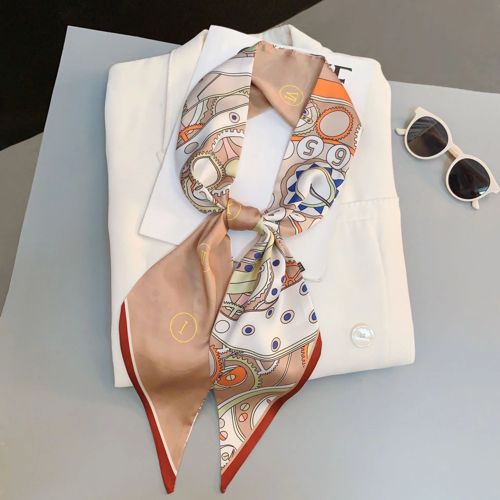 Paisley Print Skinny Scarf For Women Luxury HairBand Soft Stain Silk Ribbon Tie Neck Bag Scarf Fashion Wrist Belt Neckerchief